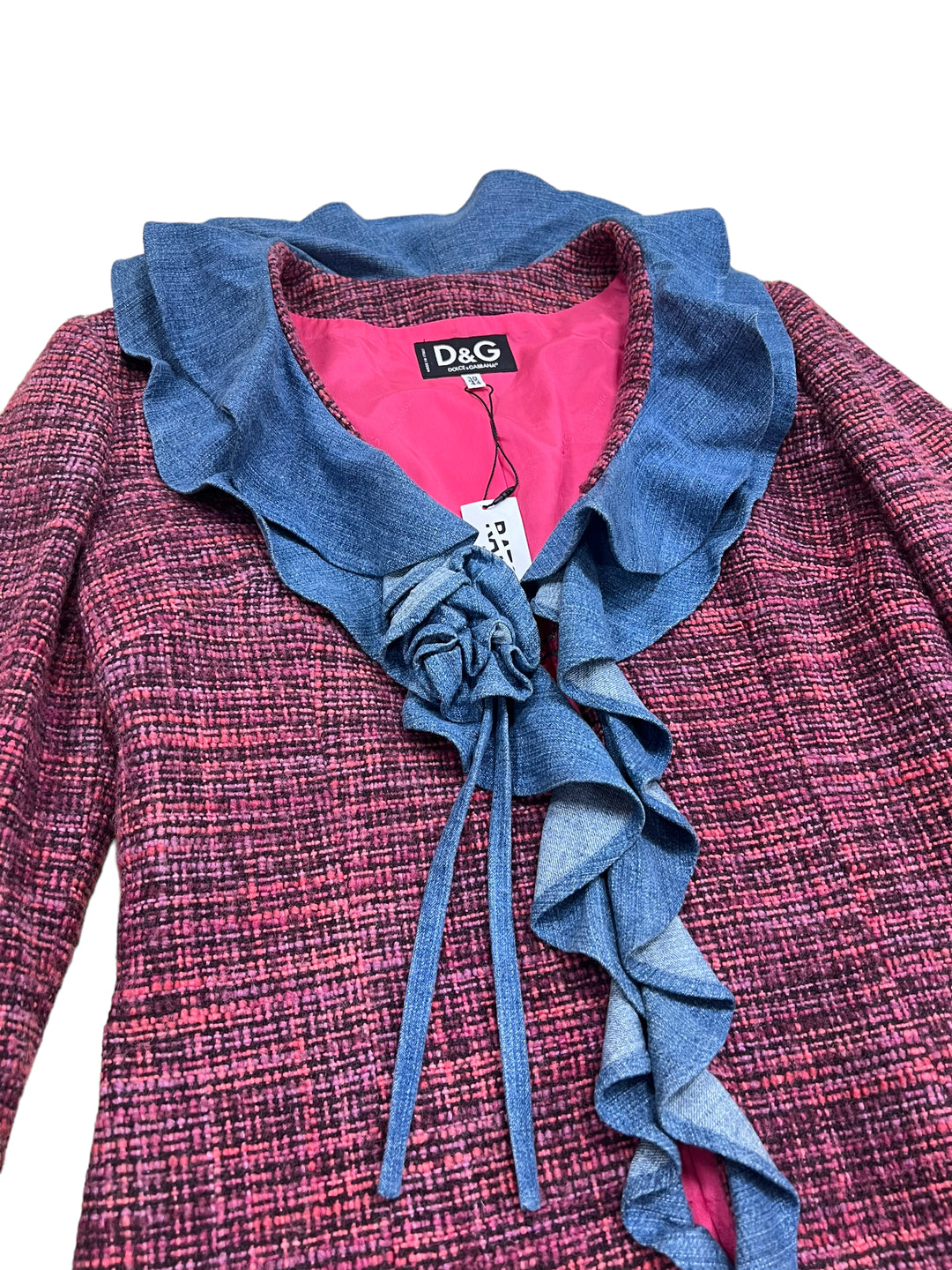 Dolce & Gabbana y2k Tweed Blazer Denim Ruffle Women’s Medium