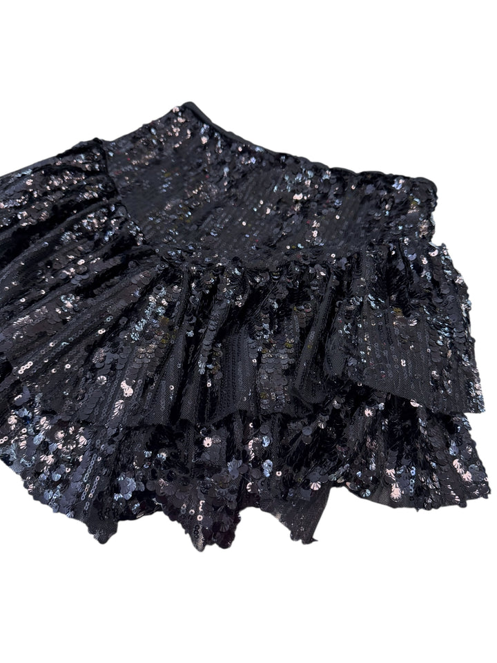 2000s black sequin sheer mini skirt medium