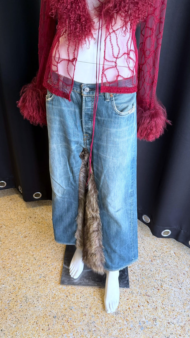 Levi’s reworked fur split maxi jeans men’s large