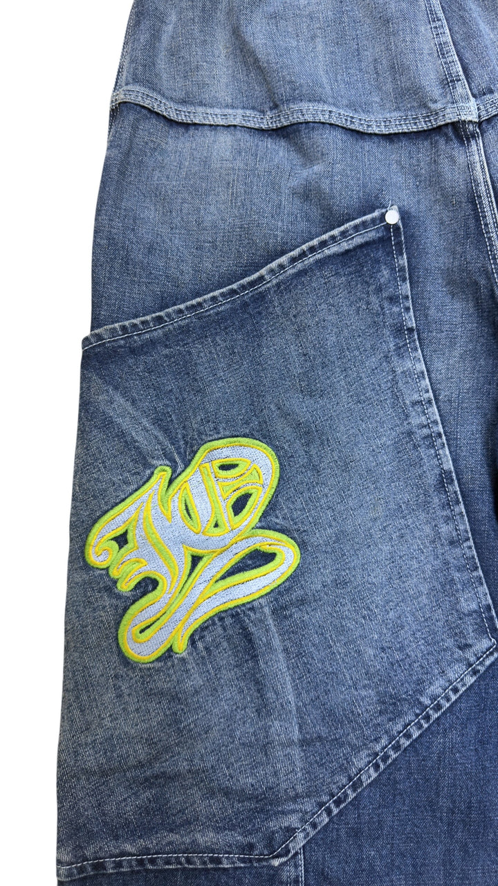 2000s denim cargo shorts blue