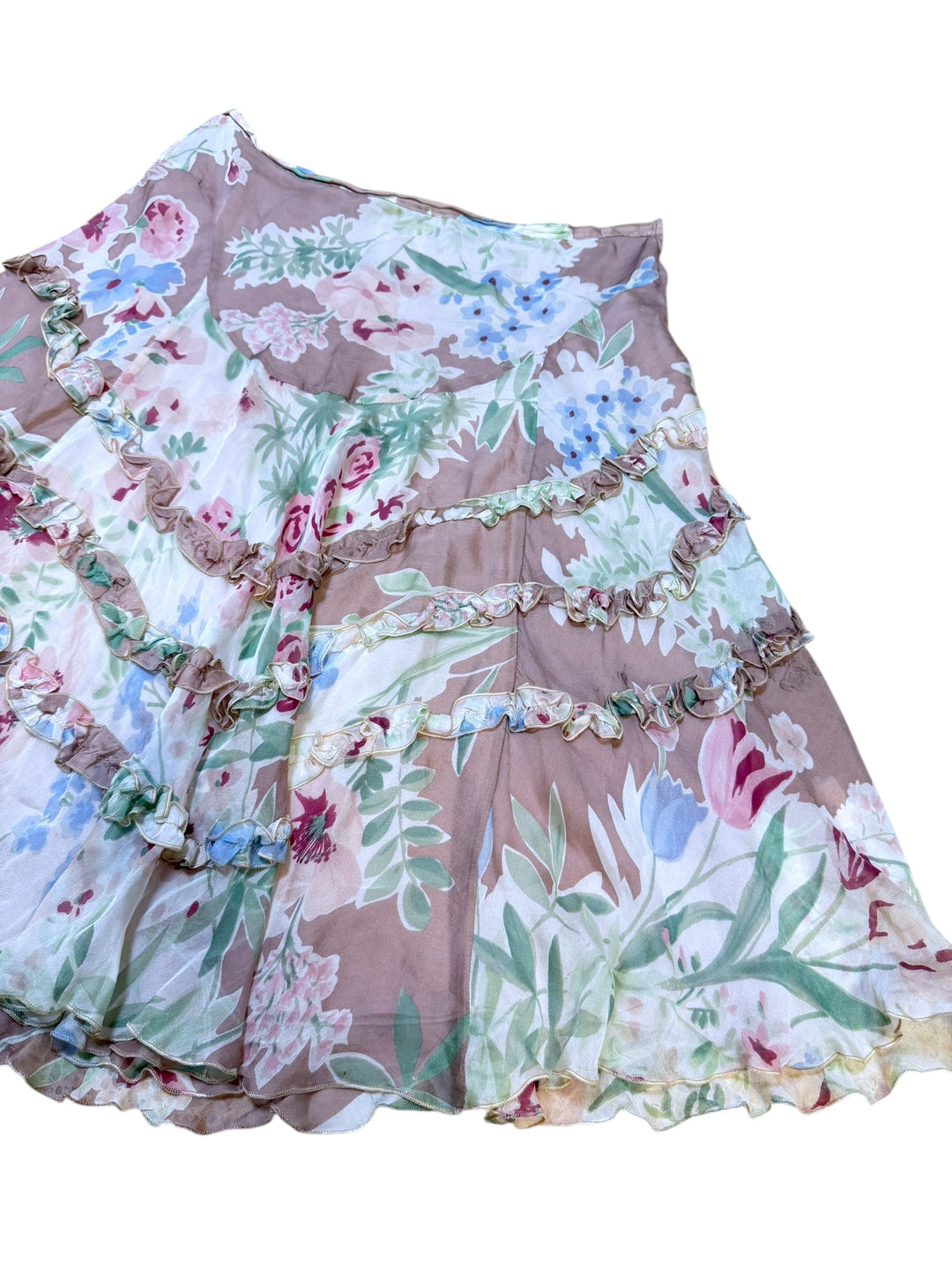 Blumarine silk floral layered ruffle skirt medium (it 44 / eu 38)