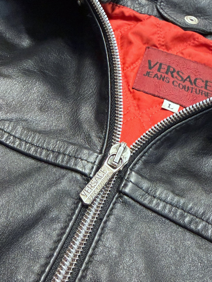 Versace Jeans Couture ‘Biker Utility’ black leather jacket men’s large