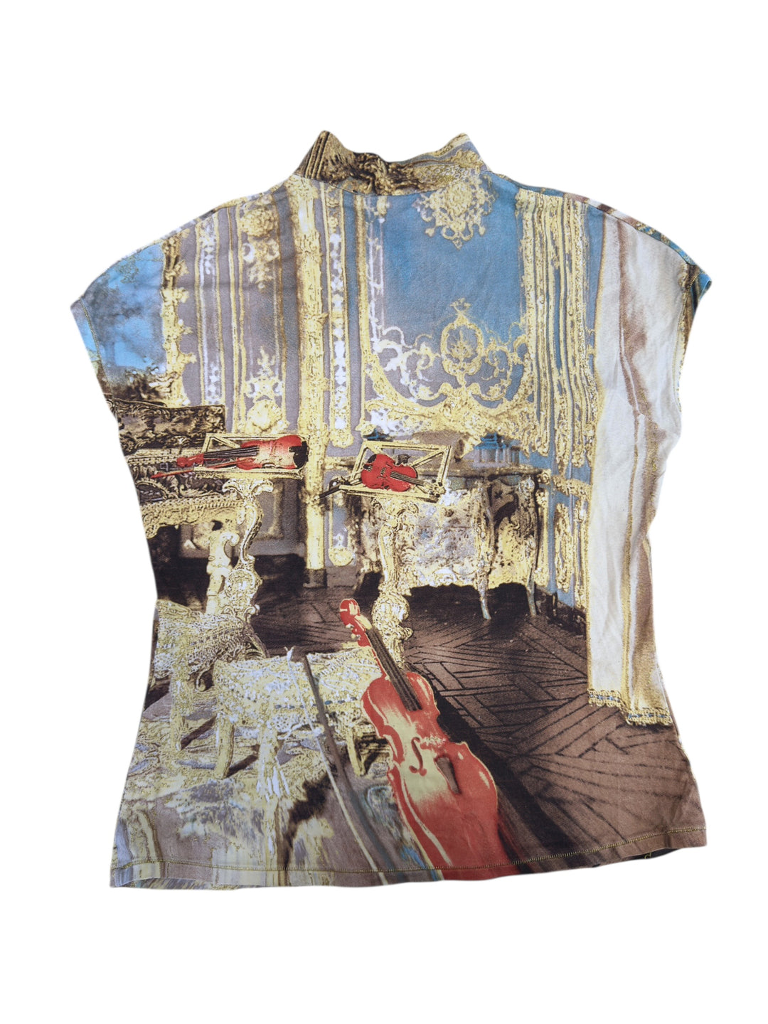 SS03 Roberto Cavalli baroque print lace top