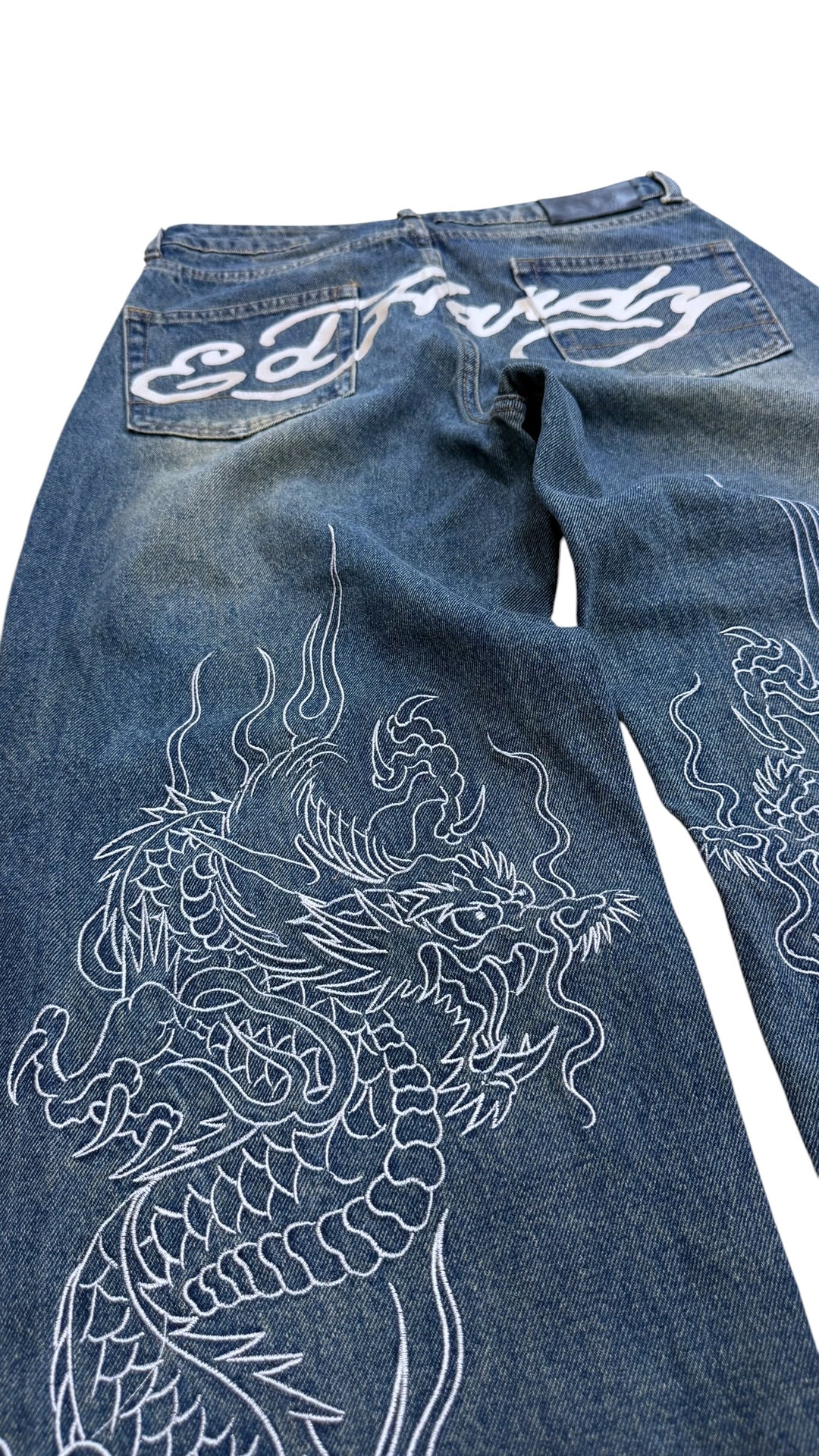 Ed Hardy x Urban Outfitters dragon print wide leg jeans XS