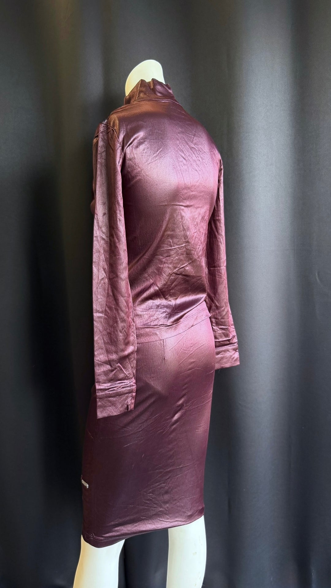 Krizia vintage metallic plum two-piece set small