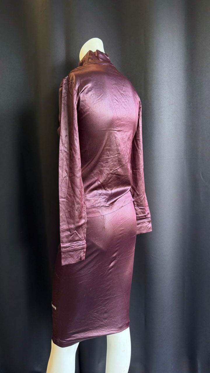 Krizia vintage metallic plum two-piece set small