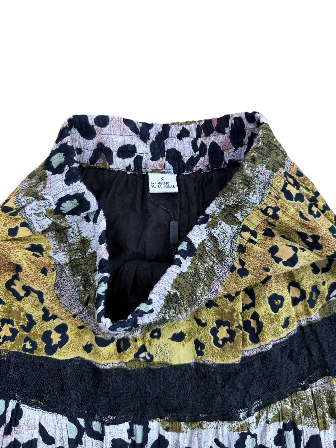 Vintage layered animal print maxi skirt