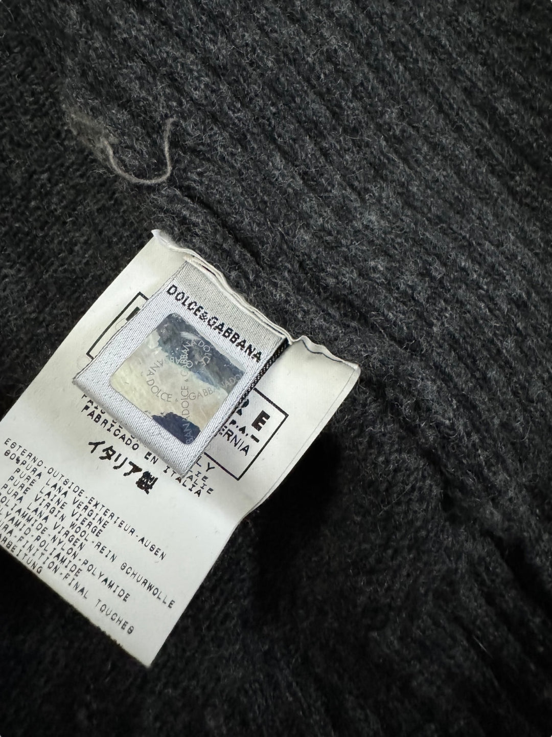 2000s Dolce & Gabbana Asymmetrical Grey Wool Zip-Up Cardigan