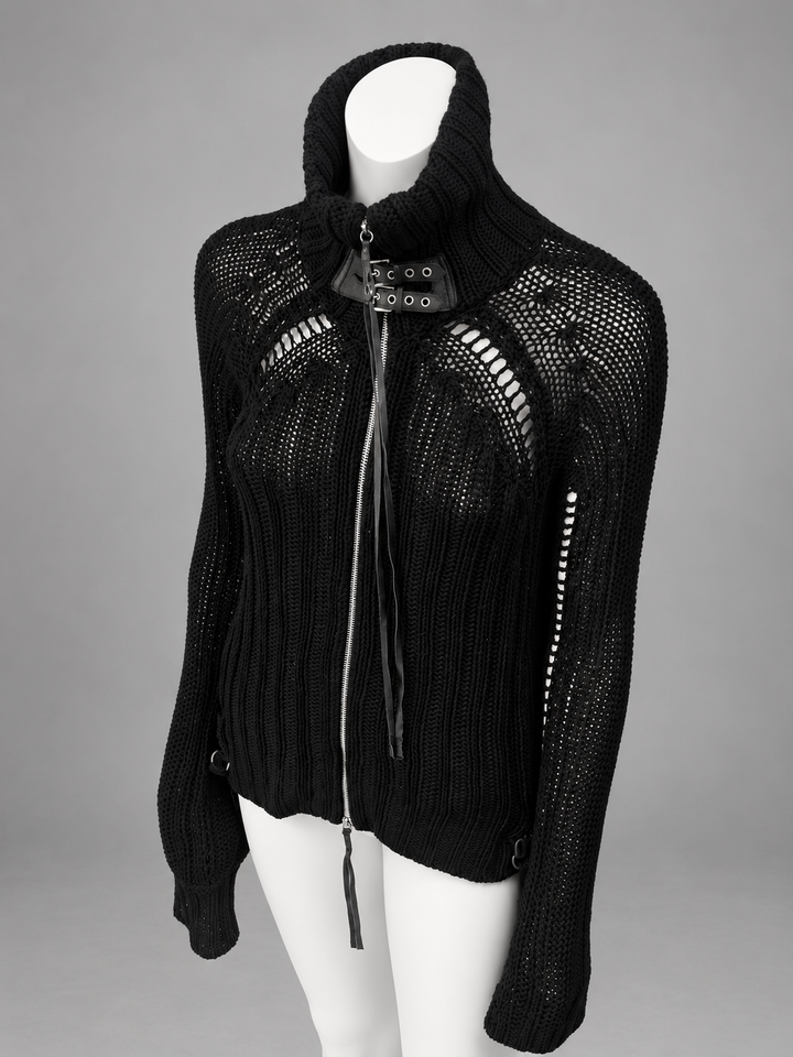 Patrizia Pepe open knit zip cardigan