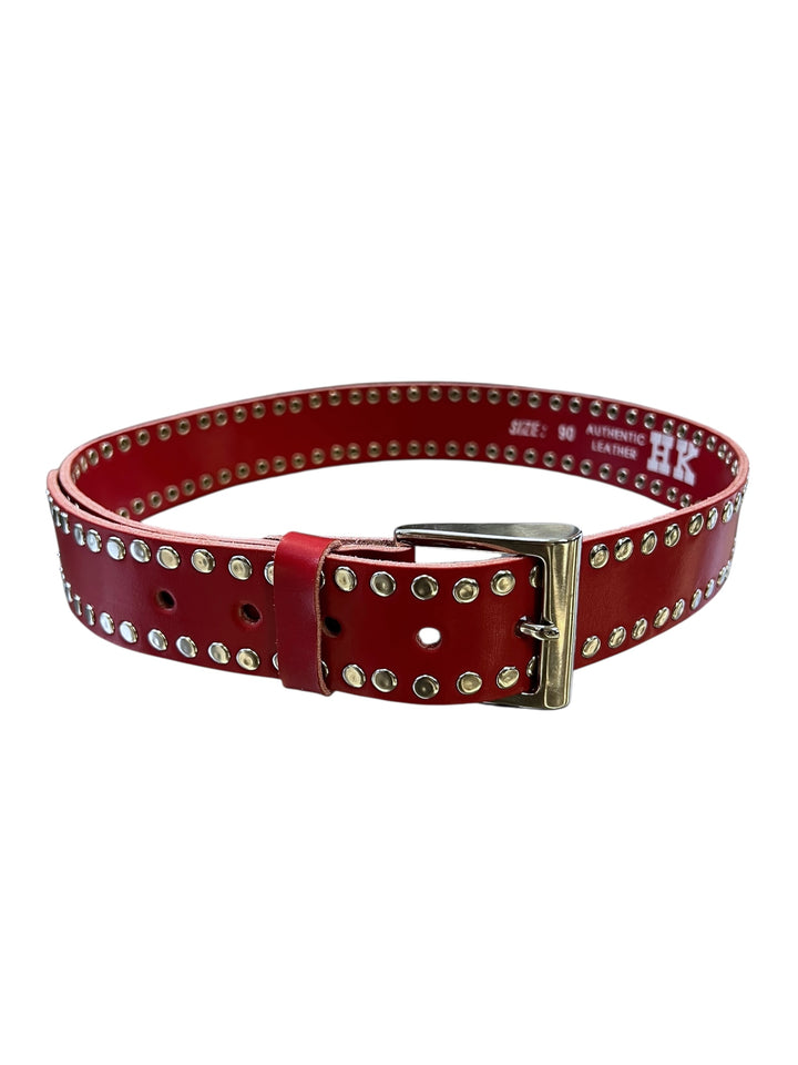 Vintage Red Studded Leather Belt