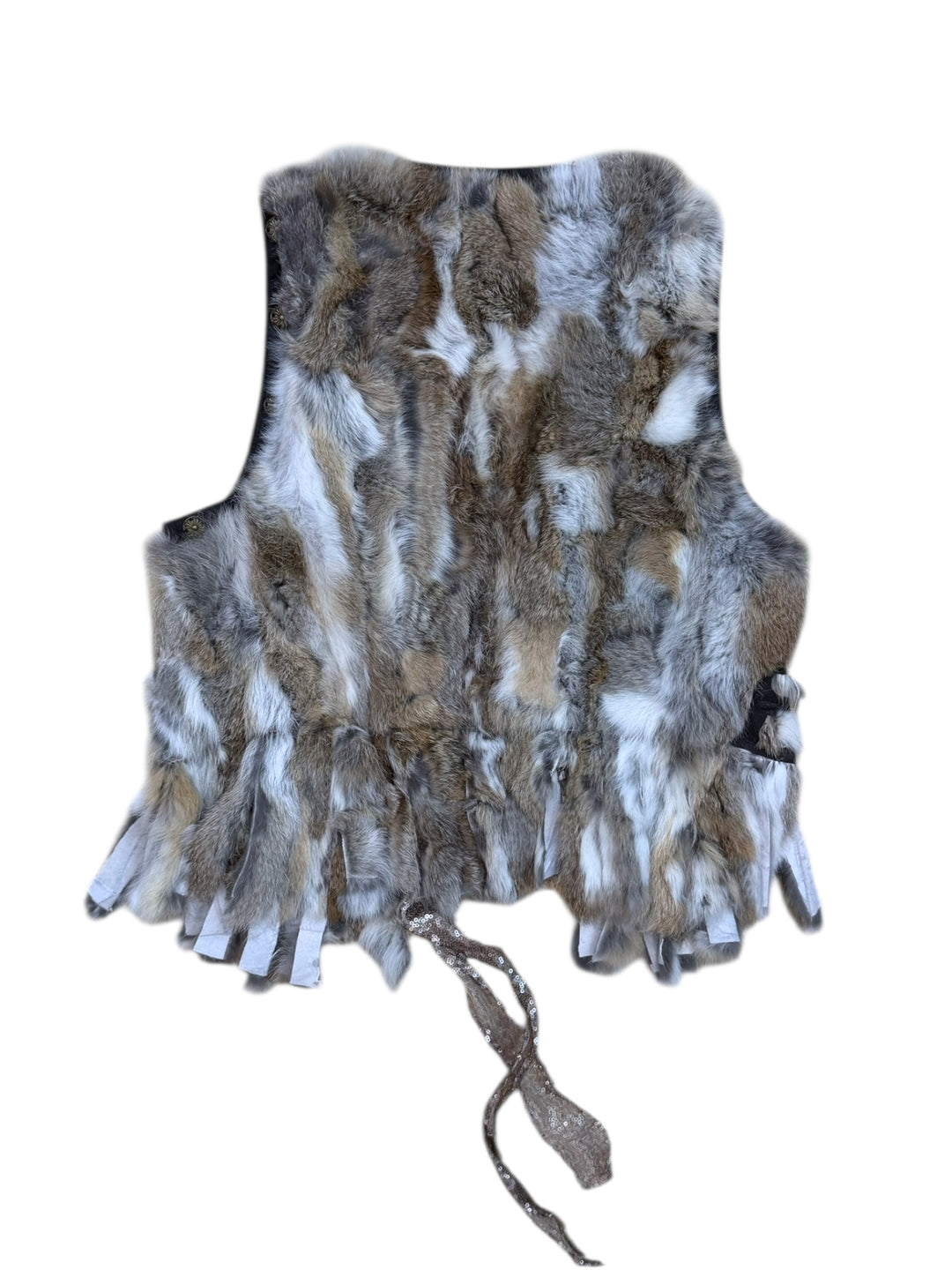 Vintage rabbit fur tie vest xs-m