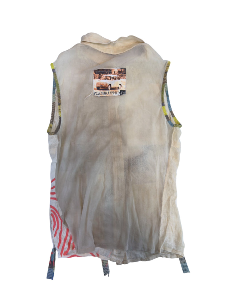 Pianura Studio artistic patchwork linen vest