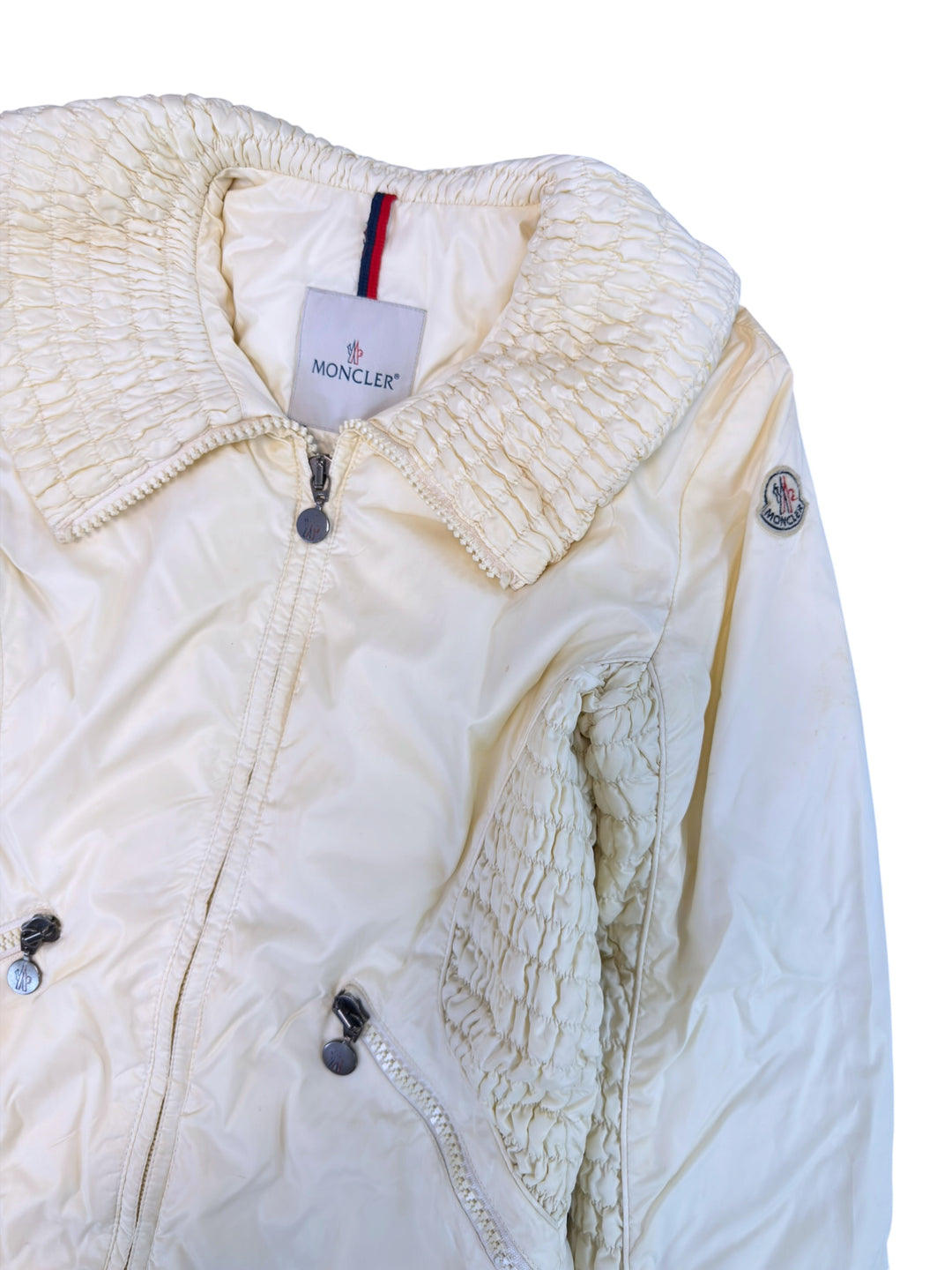 Moncler ivory ruched down jacket