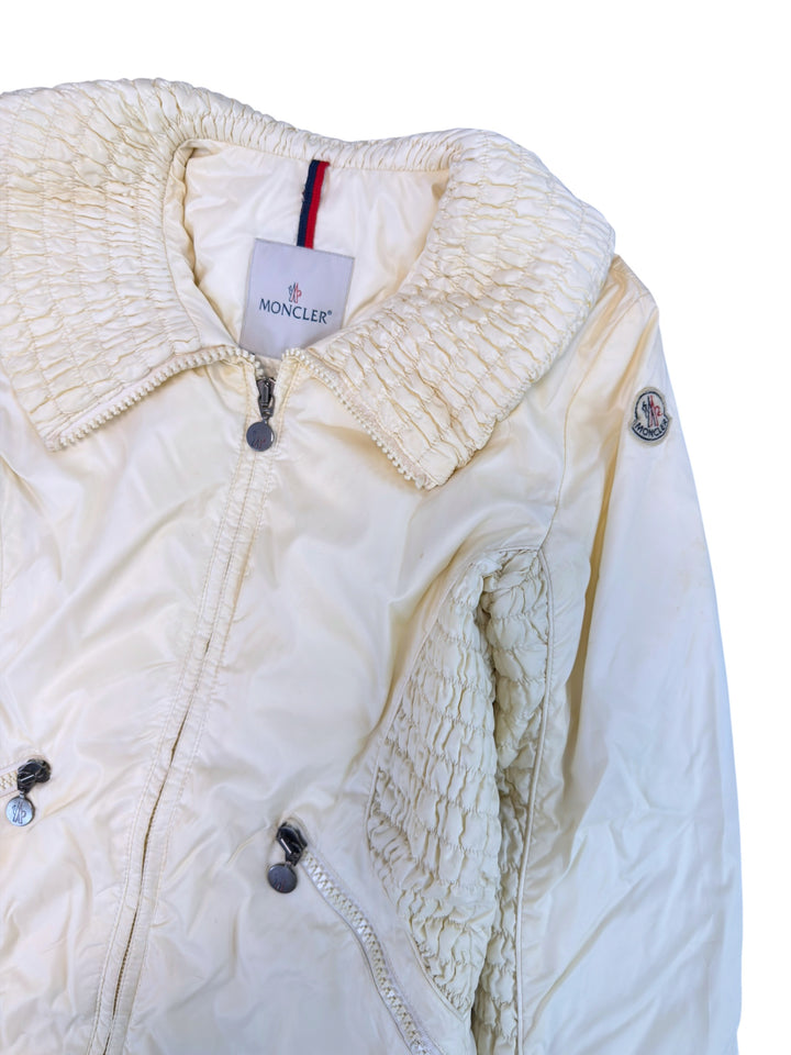 Moncler ivory ruched down jacket