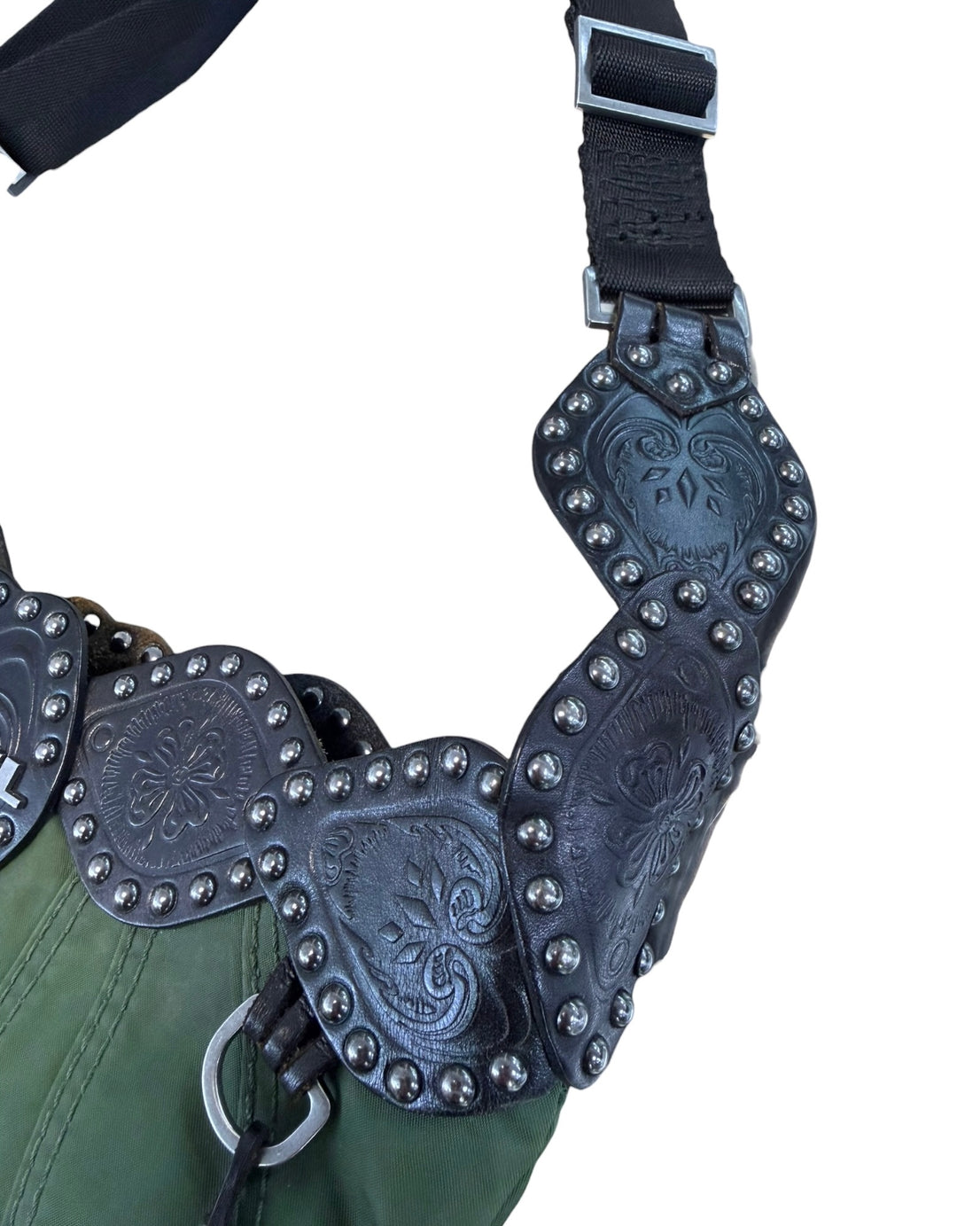 Diesel vintage studded utility shoulder bag
