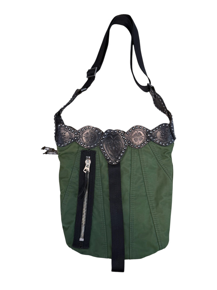 Diesel vintage studded utility shoulder bag