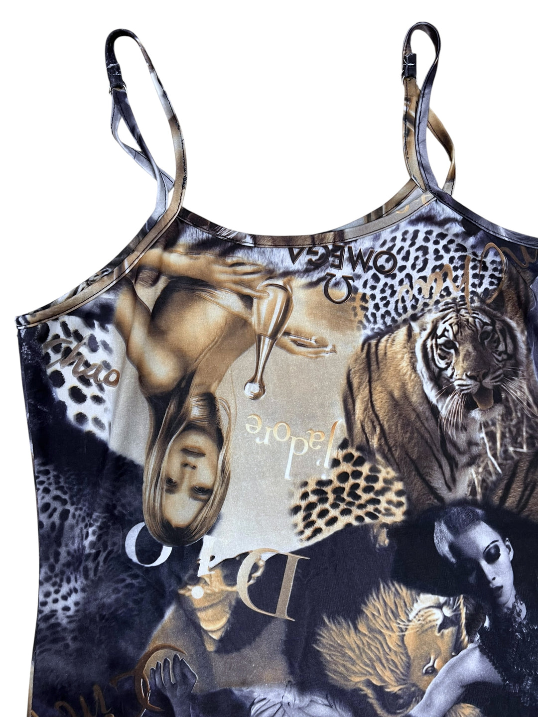 Vintage Graphic Print Slip Dress Large