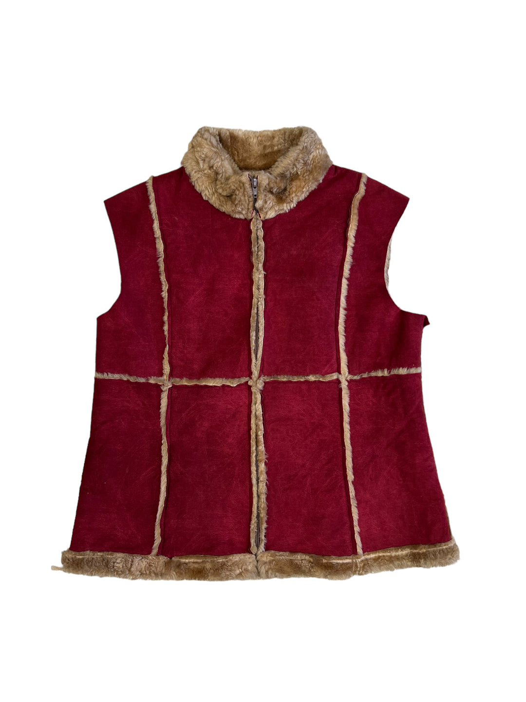 Vintage Faux Suede Leather Sherpa Vest Women’s Medium