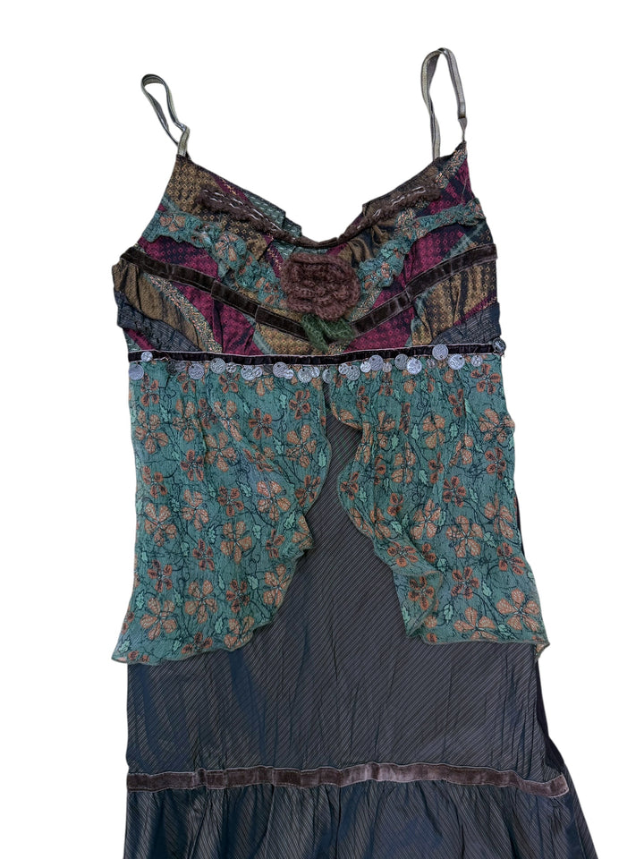Rinascimento patchwork silk blend maxi dress
