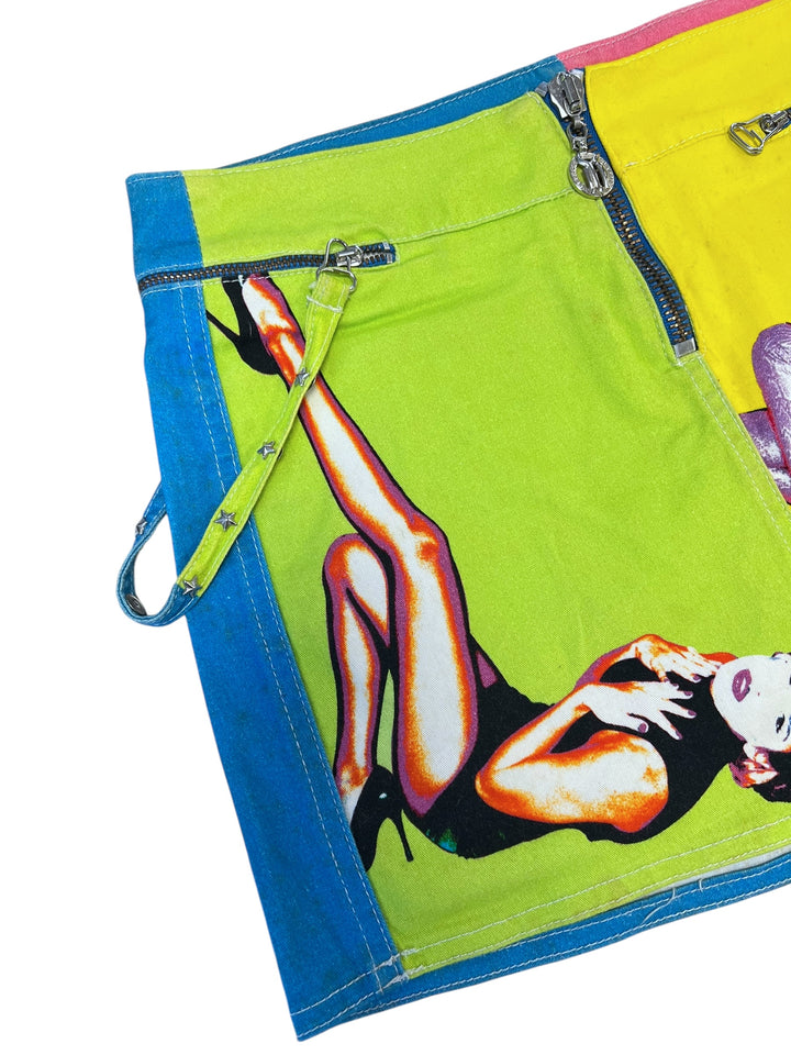 Donatella Versace Low Waisted Colourful F/S 2004 Pop Art Mini Skirt Small