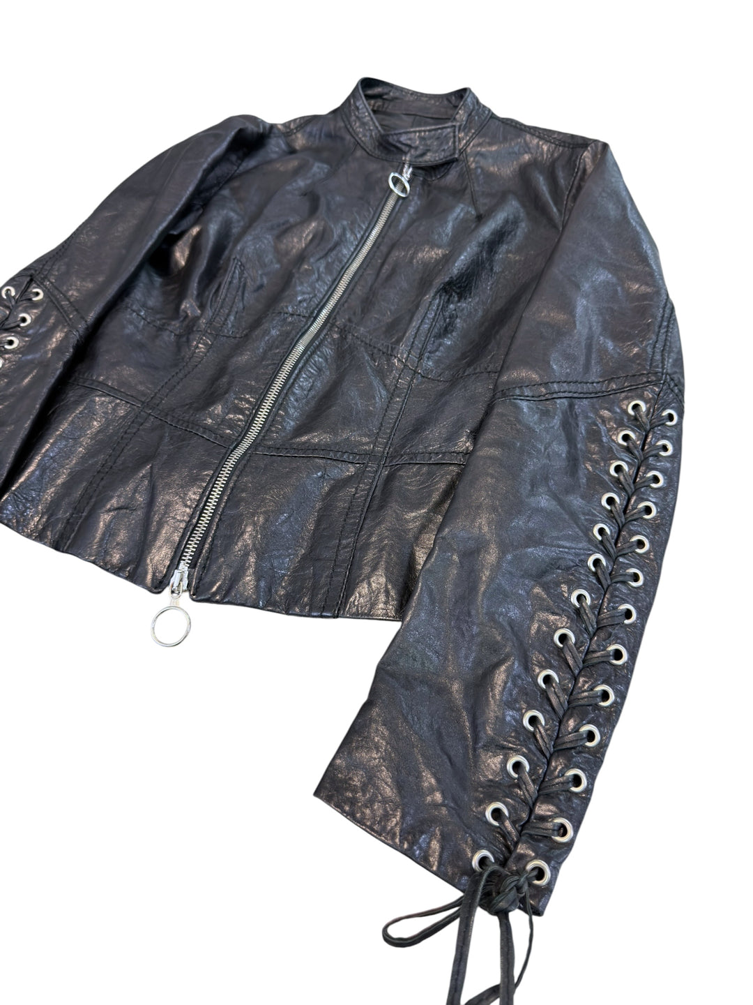 Denny Rose leather lace-up sleeve jacket