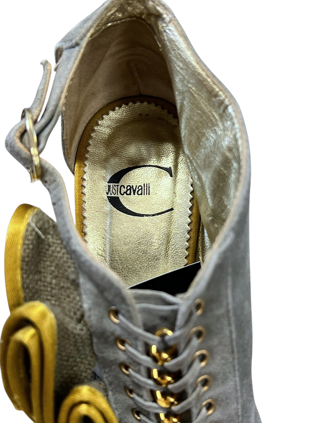 Just Cavalli 2009 Suede High Heels with Yellow Velvet Details Size eu39