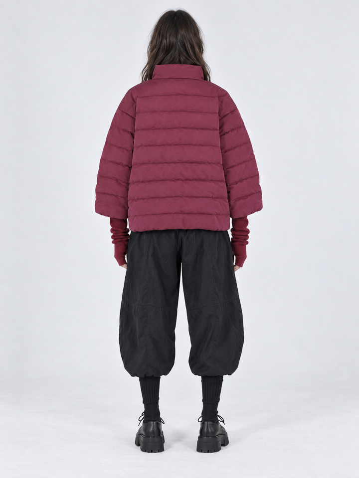 Moncler Gamme Rouge burgundy wool blend down jacket