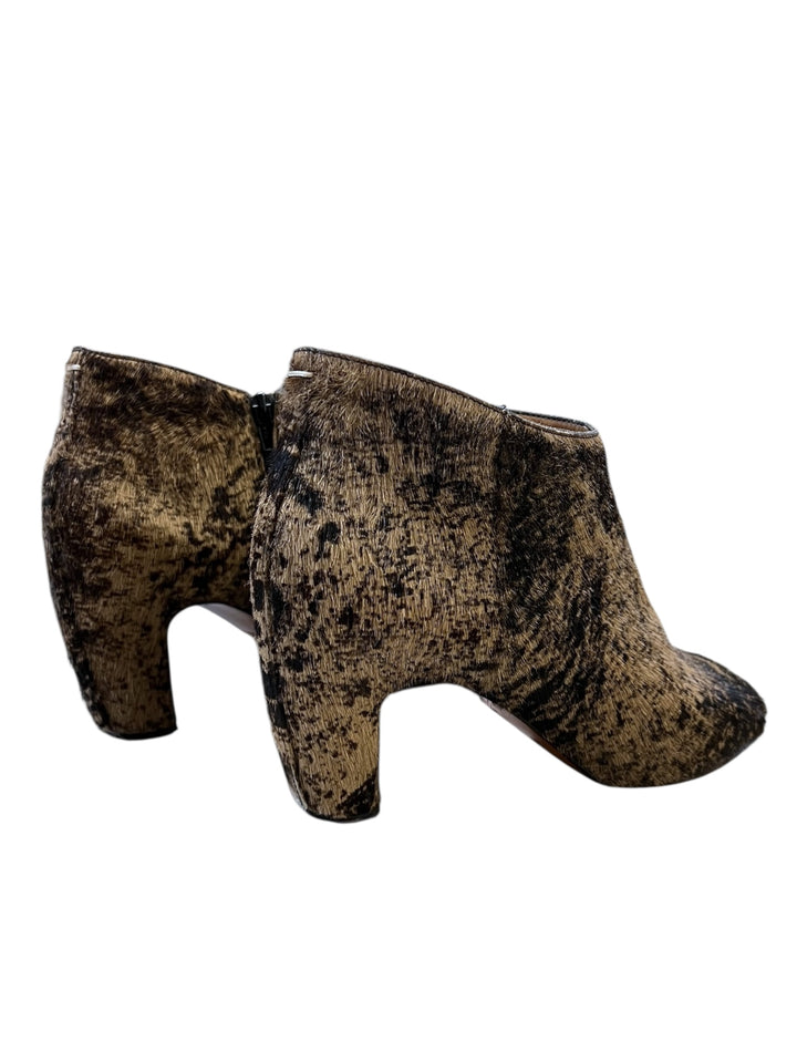2000s Maison Martin Margiela Pony Hair Peep Toe Ankle Boots Size Eu40