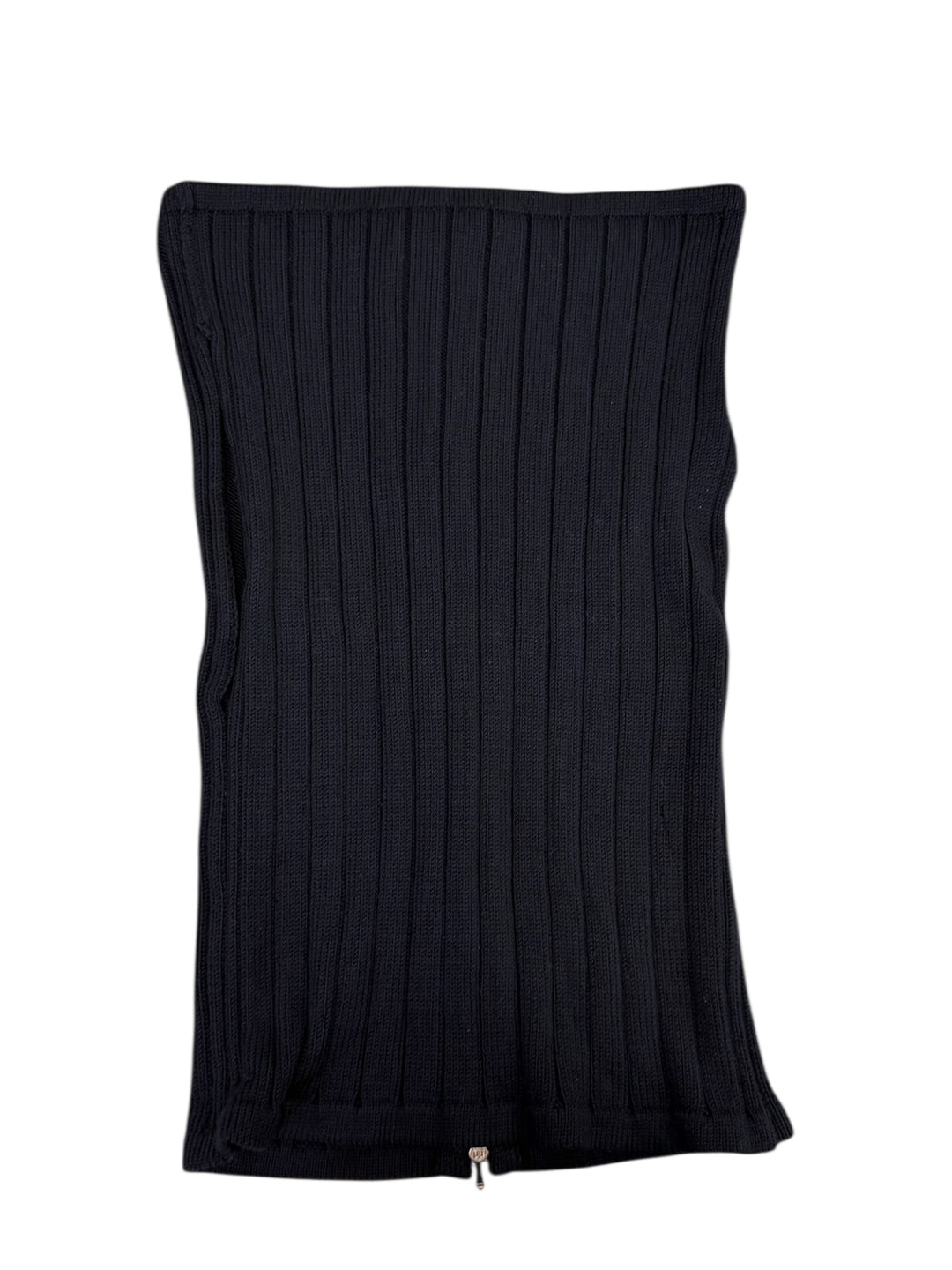 CHANEL Identification ribbed wool zip off-shoulder top