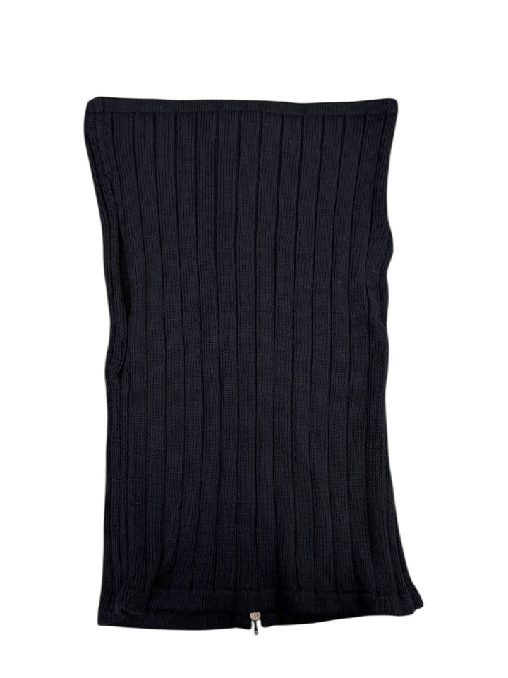 CHANEL Identification ribbed wool zip off-shoulder top