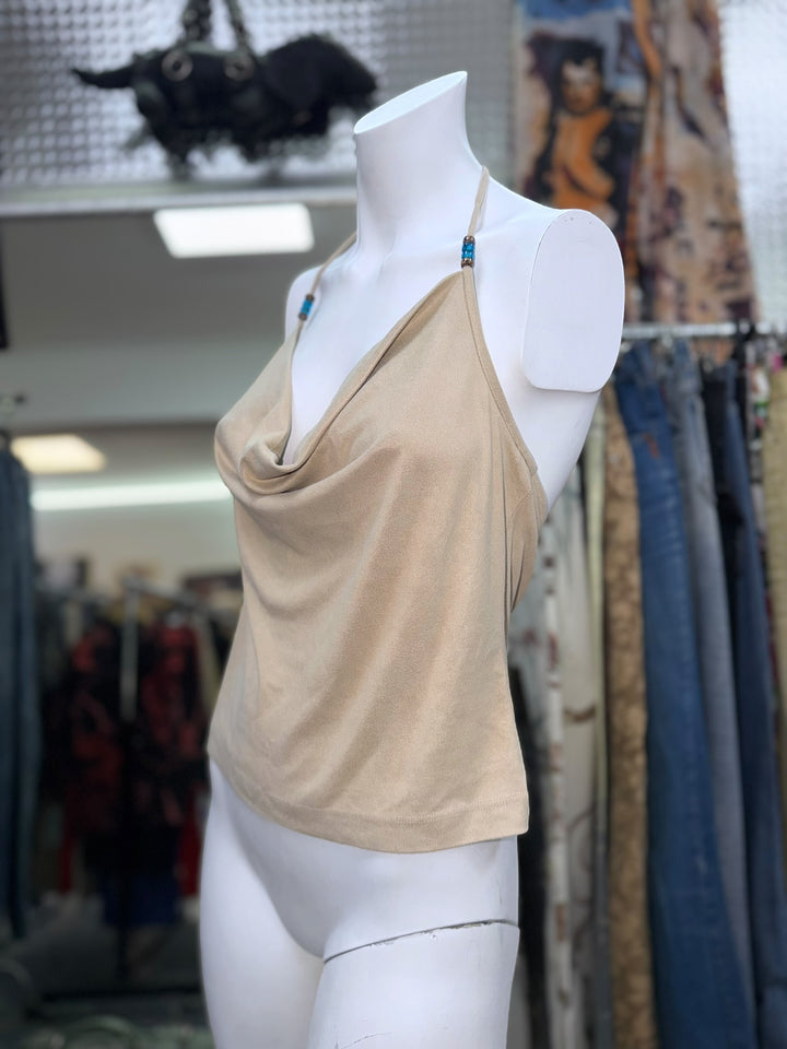 Plein Sud Jeans beige halter drape top