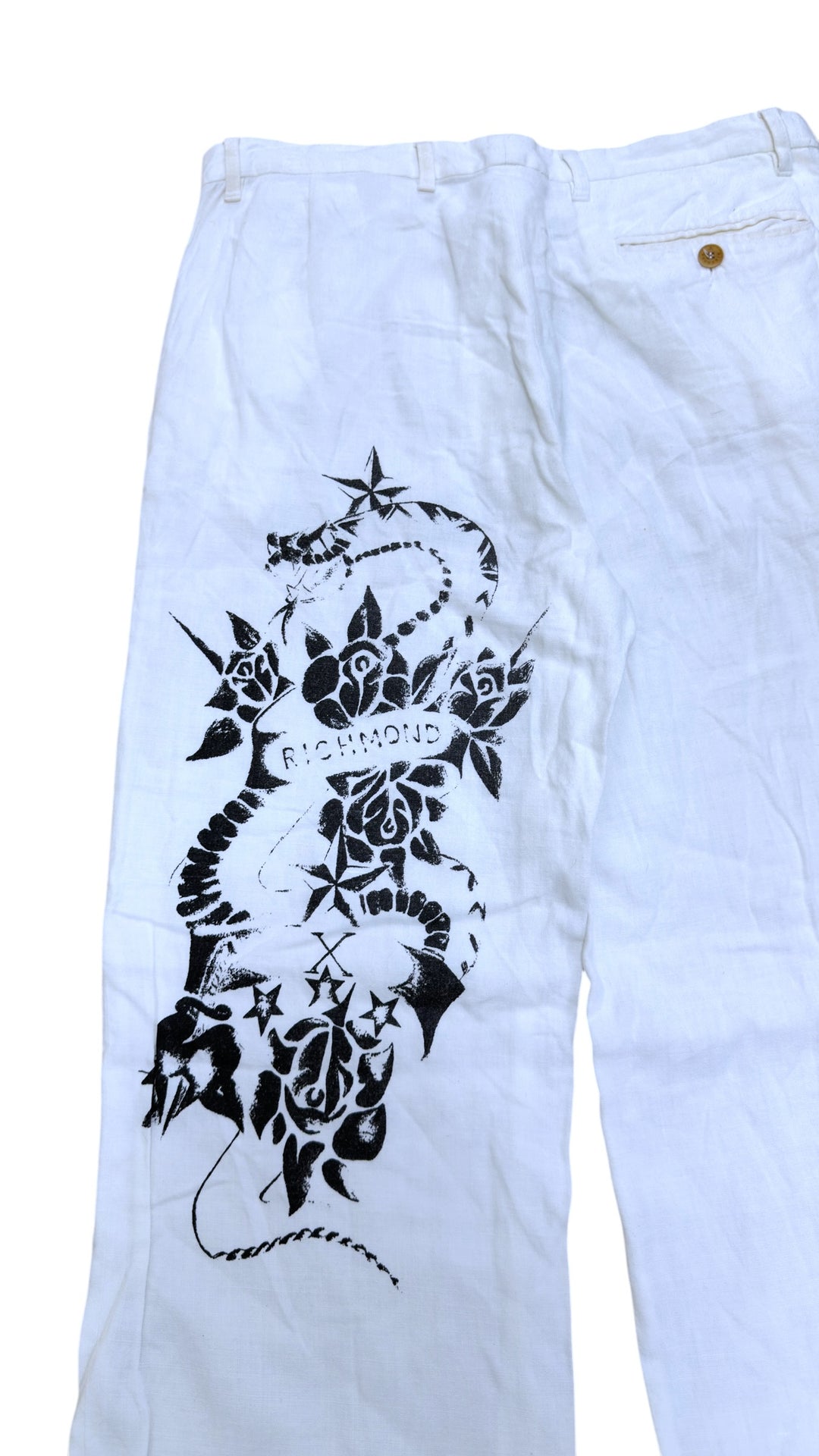Richmond X graphic print linen trousers