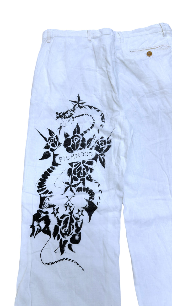 Richmond X graphic print linen trousers