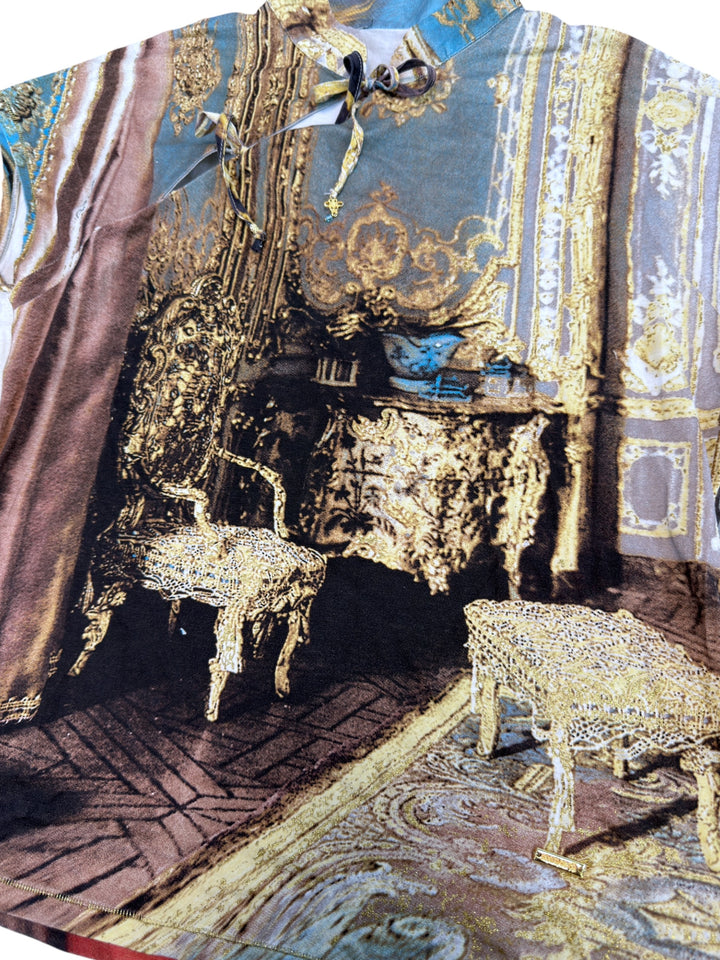 SS03 Roberto Cavalli baroque print lace top