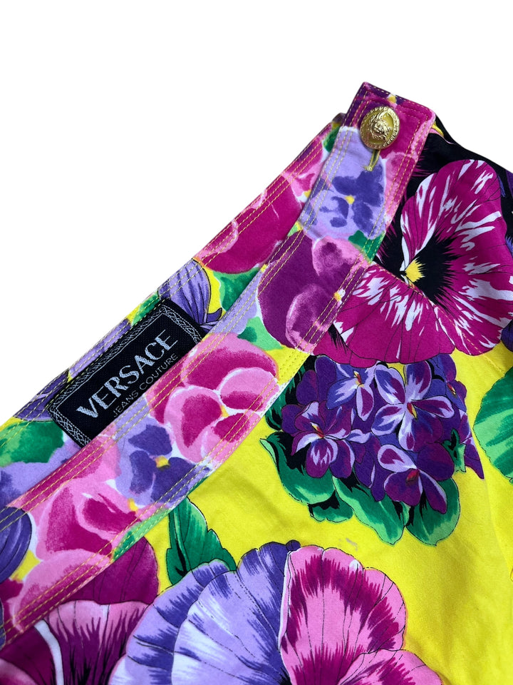 Versace vintage floral pencil skirt w/ tie-waist detail Small