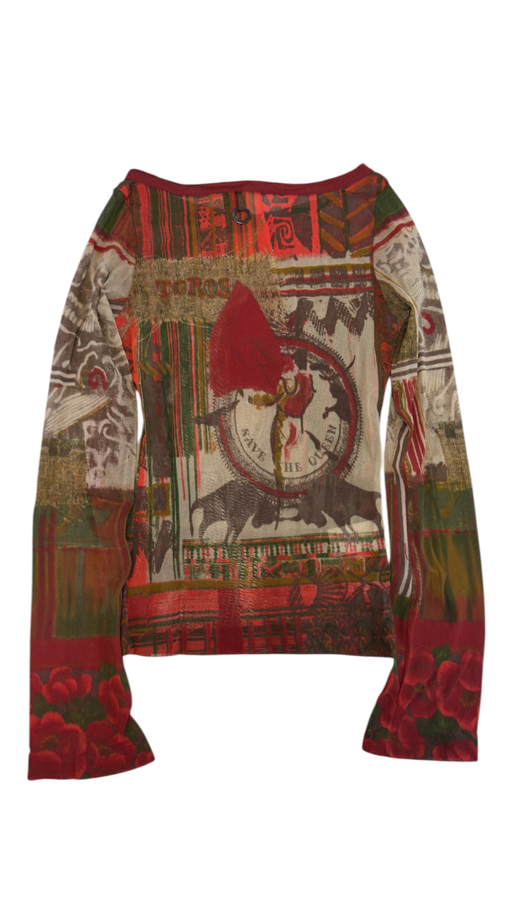 Save the queen vintage mesh long sleeve top