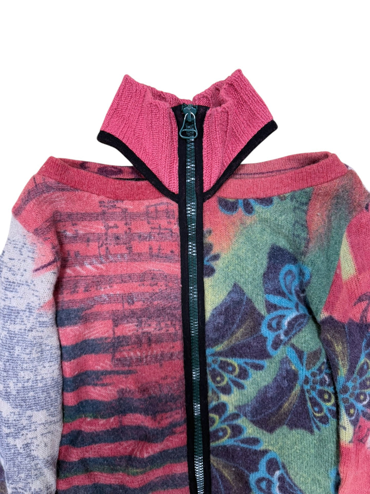 Save the Queen wool zip cardigan small