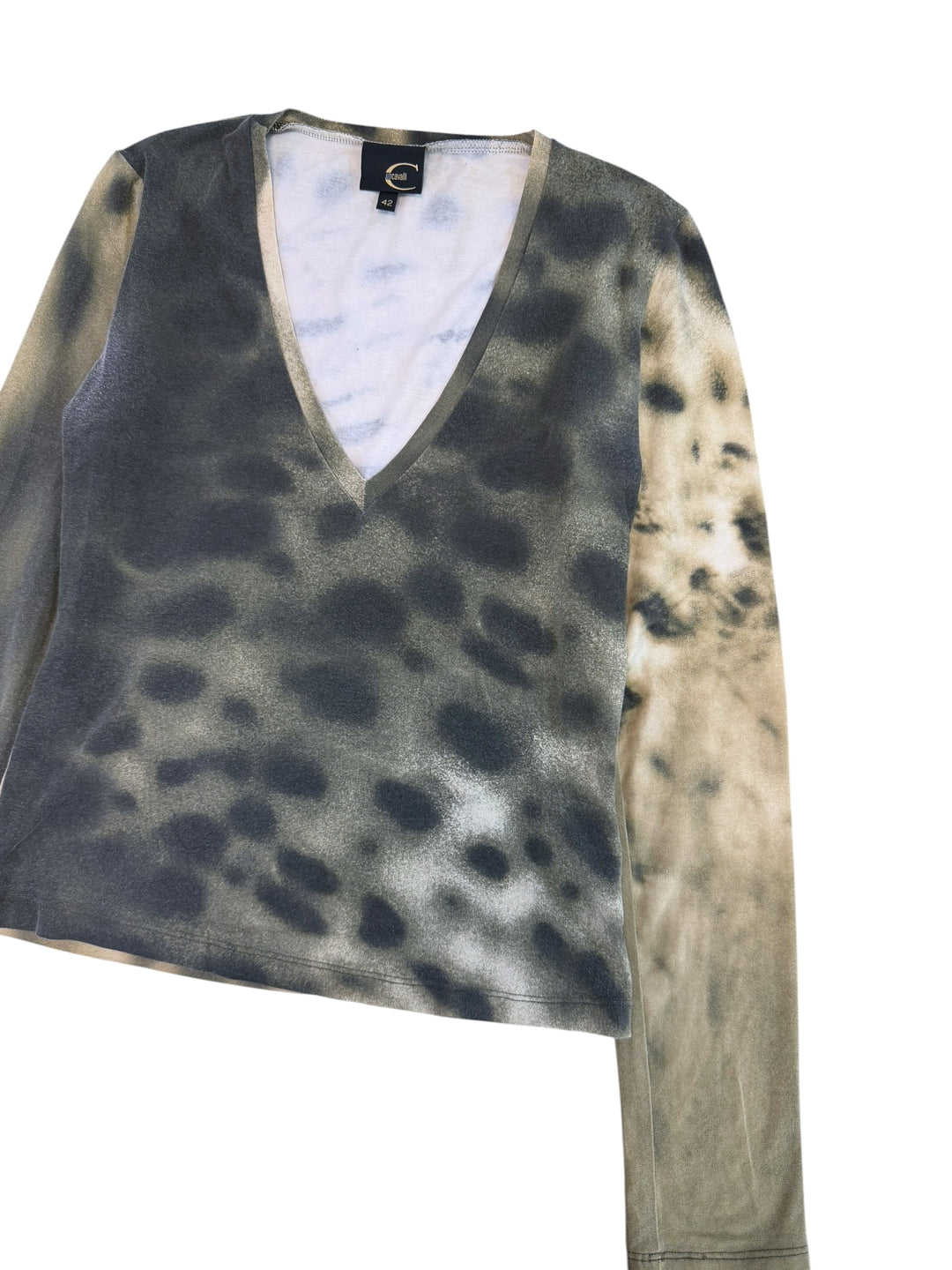 Just cavalli abstract animal print V-neck top