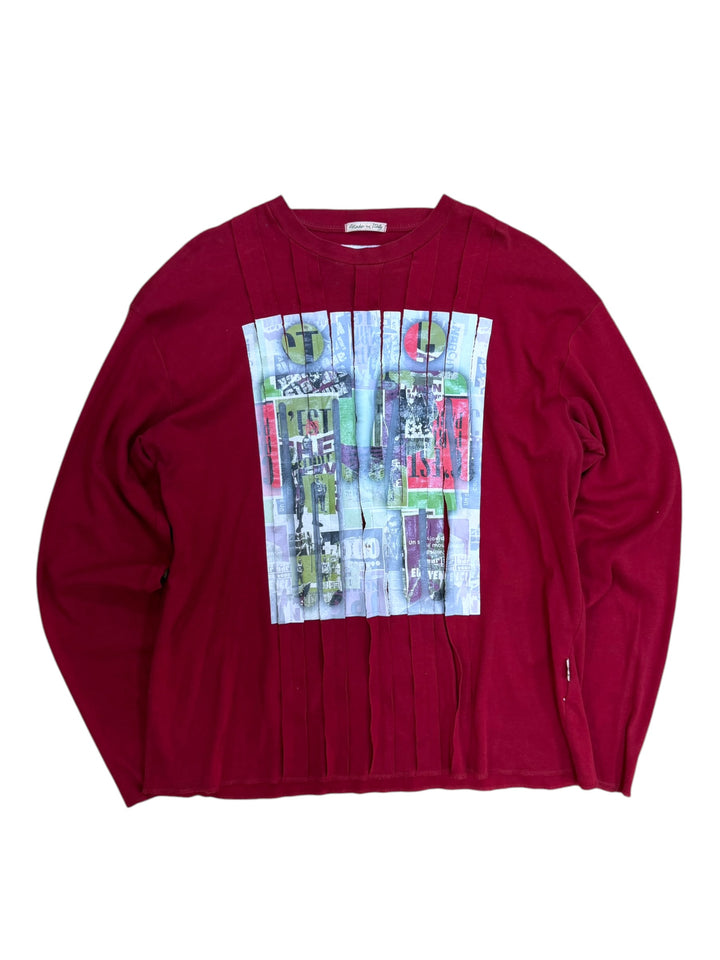 Jean Paul Gaultier pleated collage print sweatshirt