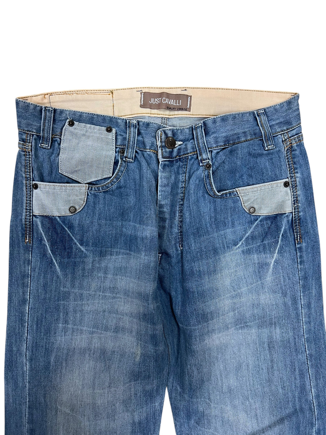 Just Cavalli Men’s Blue Jeans with Contrast Pockets (S)
