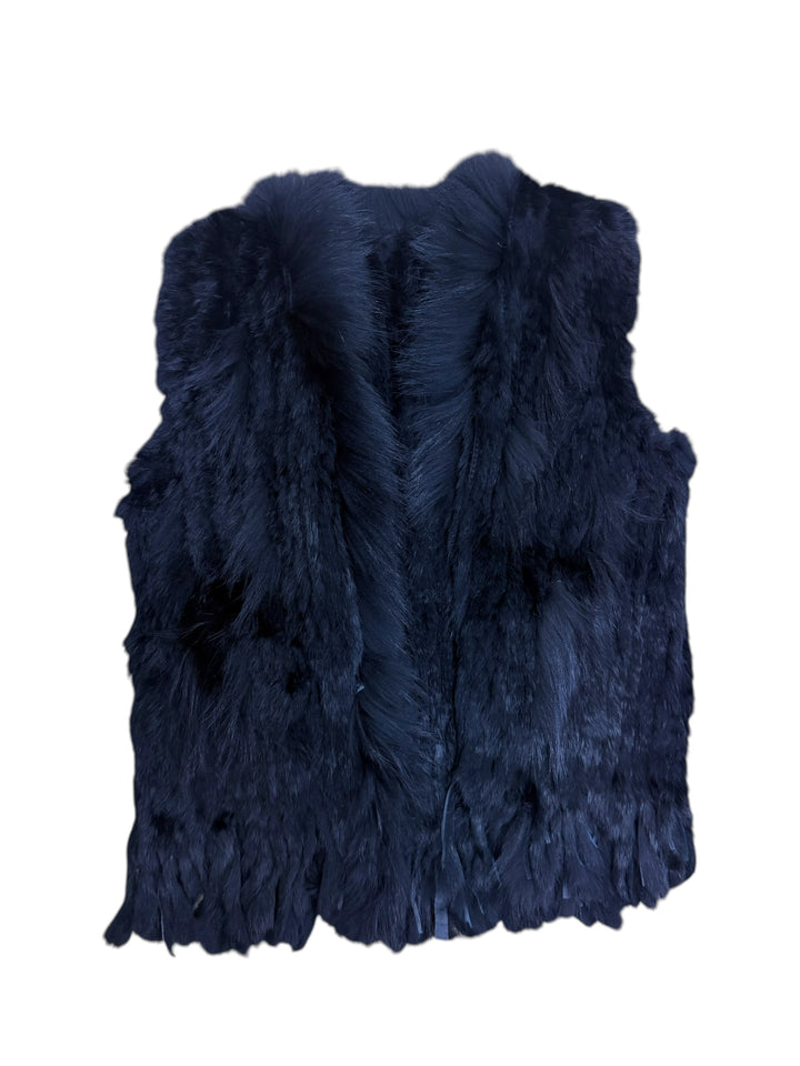2000s black fur vest medium