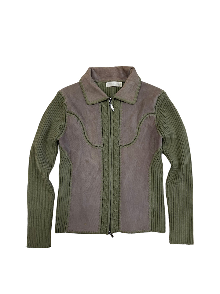 Vintage 70’s Style  Faux Suede & Knit Cotton Jacket Women’s S/M