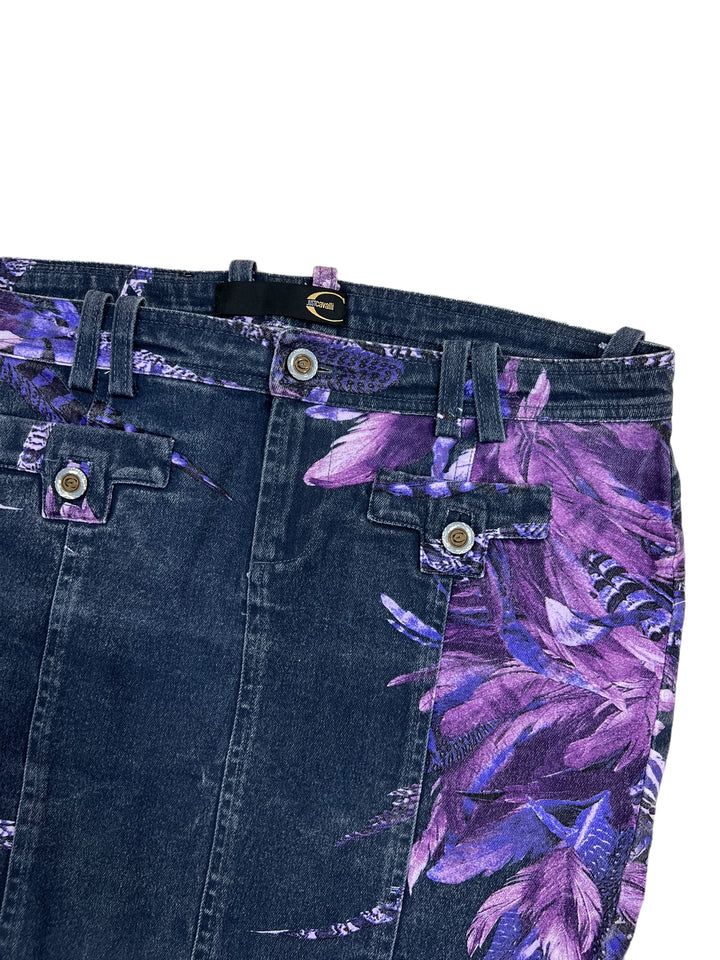 Just Cavalli y2k Purple Feather denim skirt small(36)