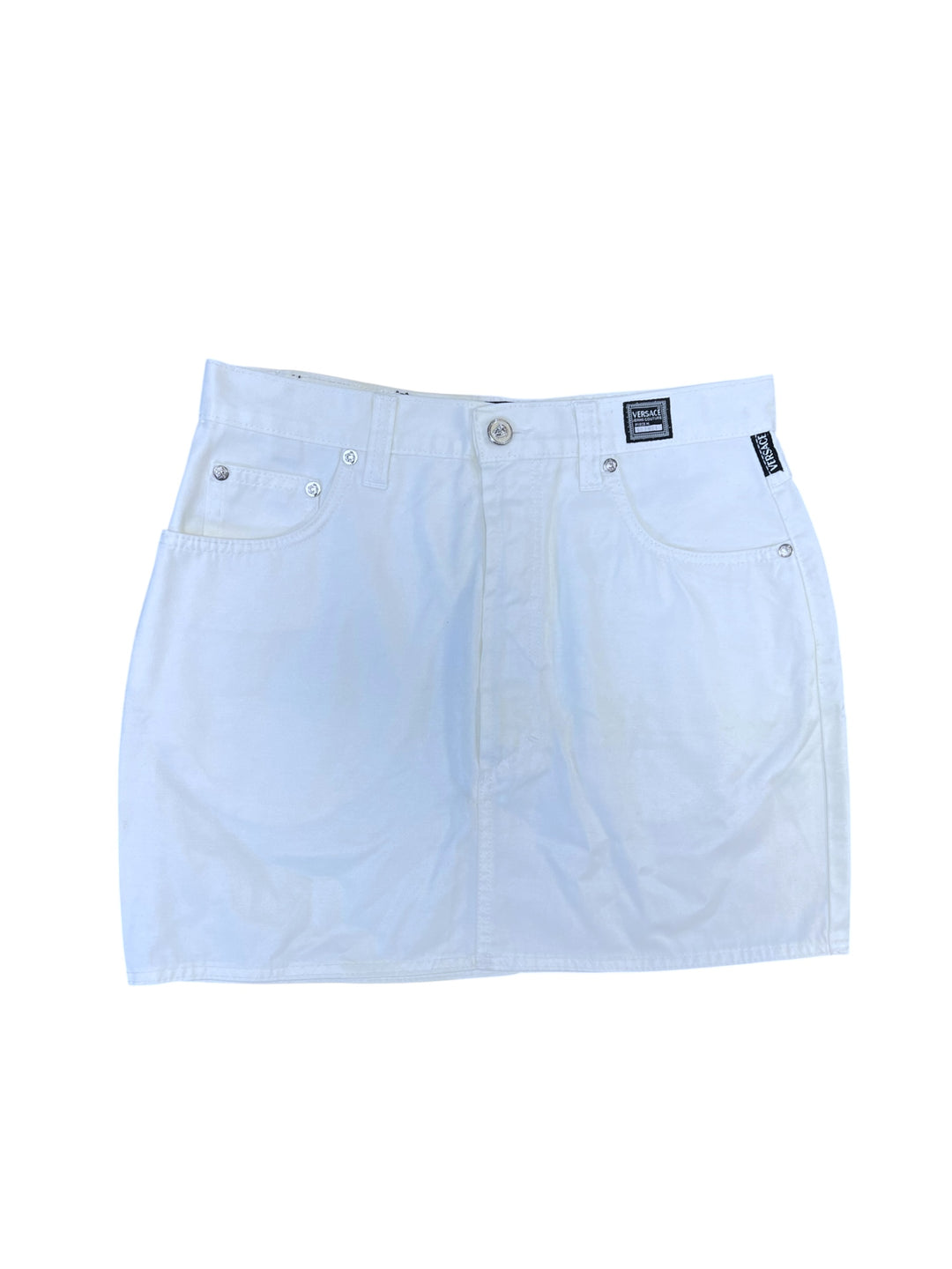 Versace Jeans Couture White Denim Mini Skirt Medium