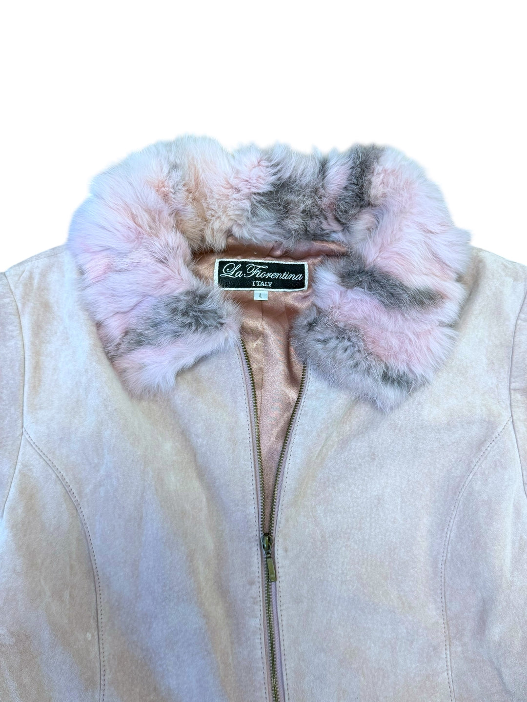 2000s La Fiorentina pink suede & rabbit fur jacket
