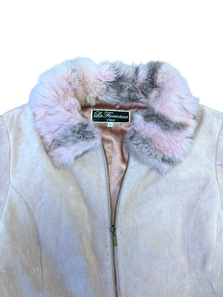 2000s La Fiorentina pink suede & rabbit fur jacket