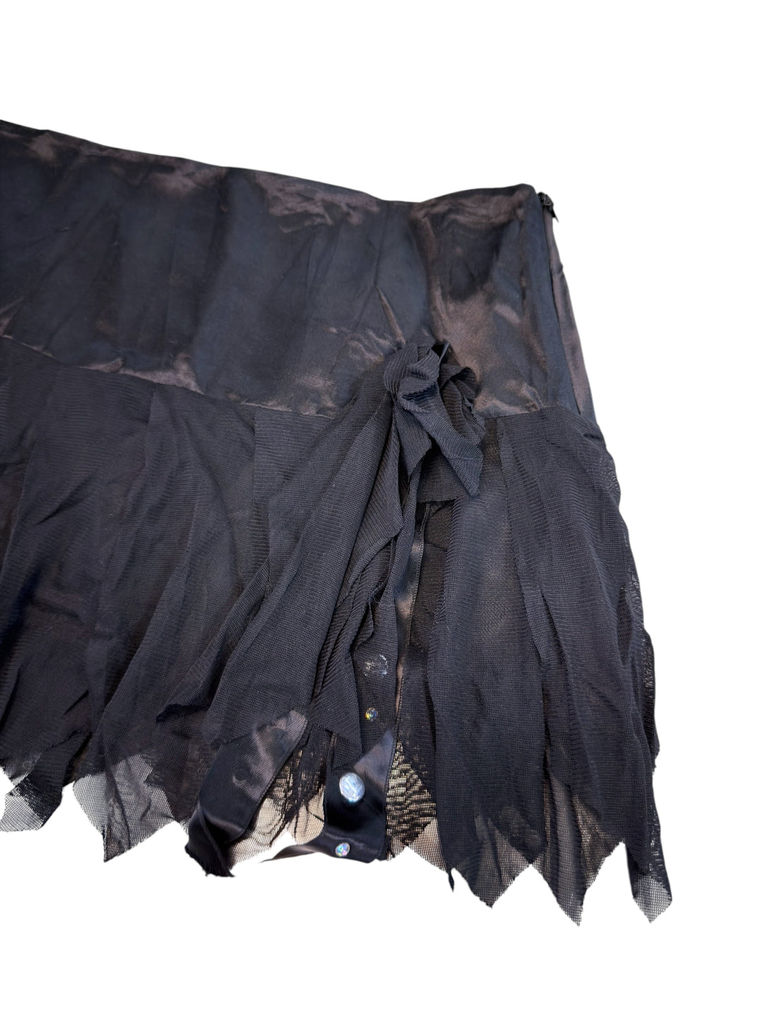 Vintage asymmetric mesh mini skirt