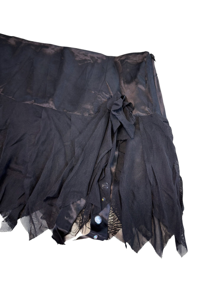 Vintage asymmetric mesh mini skirt