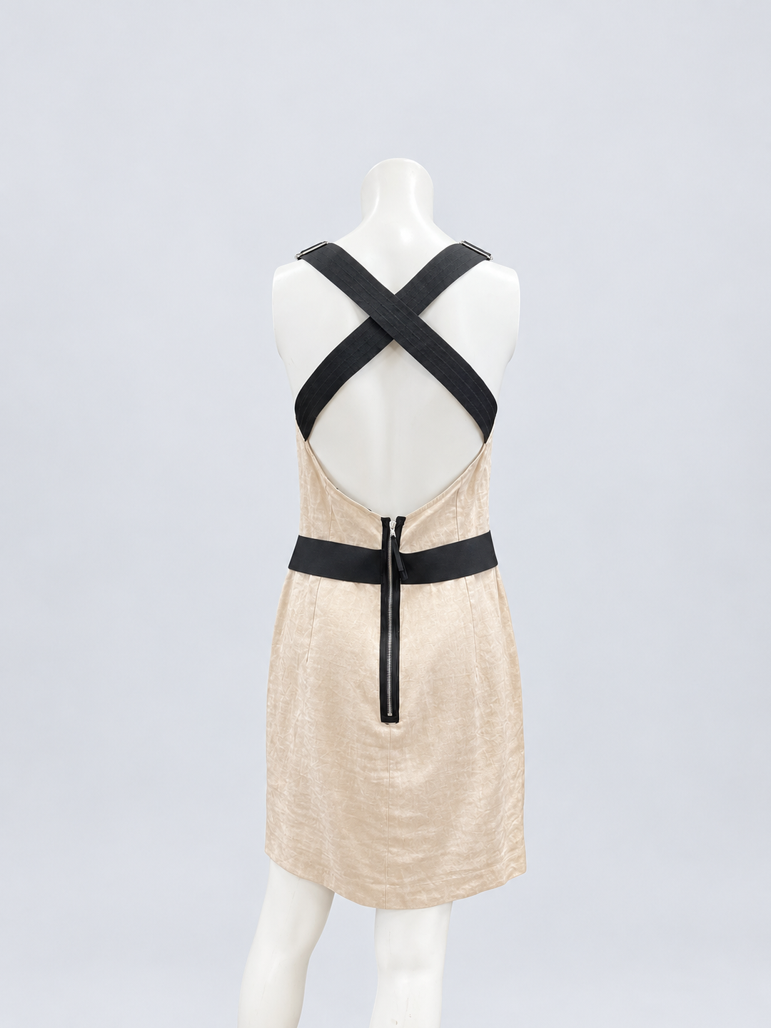 Dolce&Gabbana Champagne Linen Mini Dress with Cross-Back Straps Medium