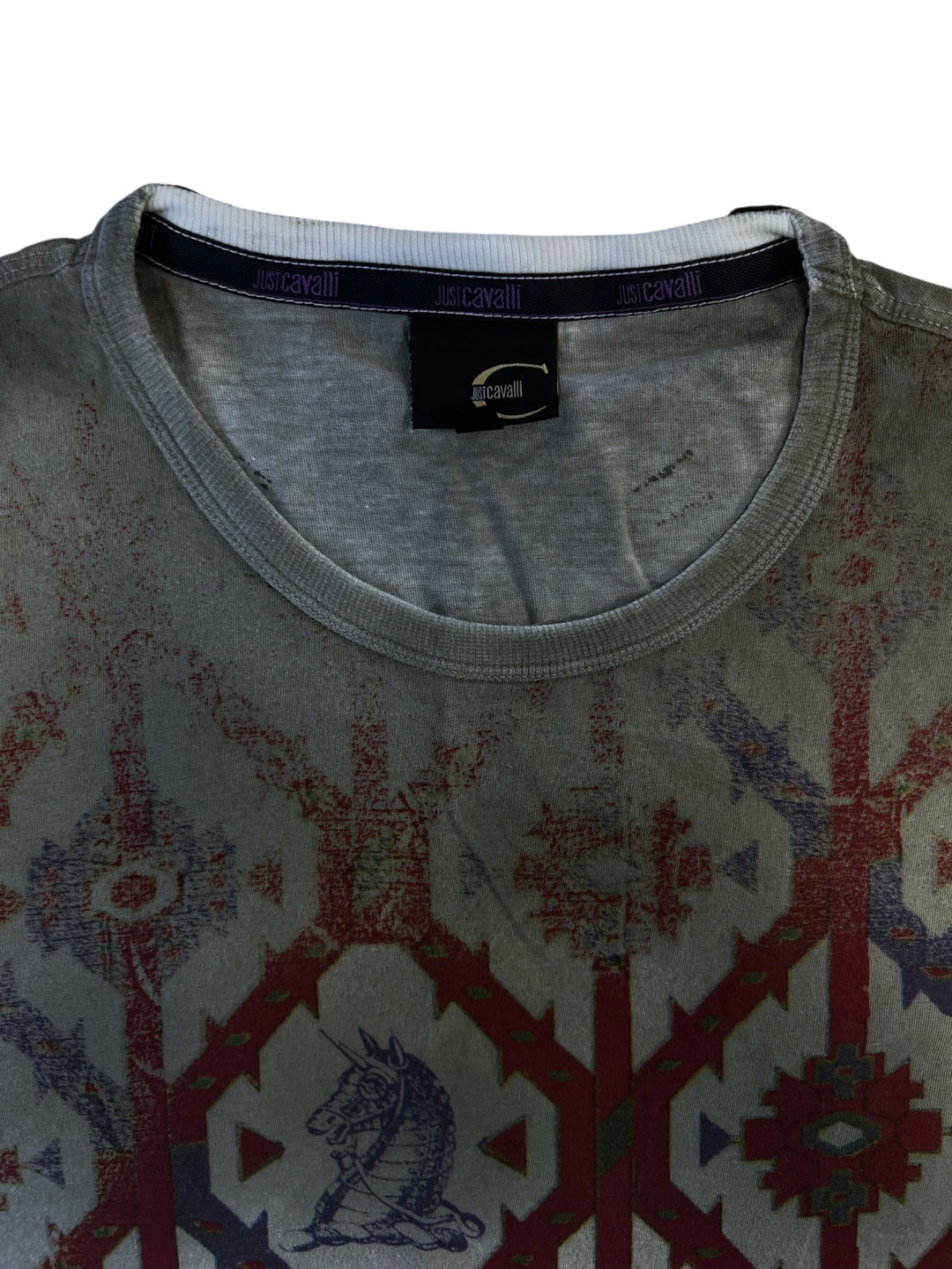 2000s Just Cavalli Knighs Curse T-Shirt Men’s Small